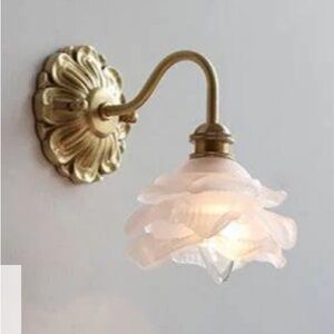 Curved Swan Neck Glass and Brass Wall Sconce (2)